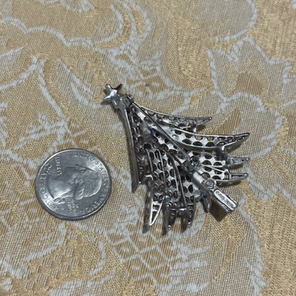 HOLIDAY🎄🎄SILVER STARRS Silver AB Rhinestone Tree BROOCH - Picture 8 of 9